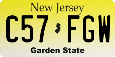 NJ license plate C57FGW