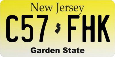 NJ license plate C57FHK