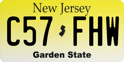 NJ license plate C57FHW