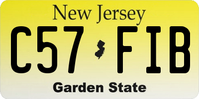 NJ license plate C57FIB