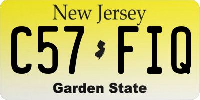 NJ license plate C57FIQ