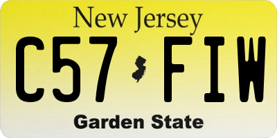 NJ license plate C57FIW