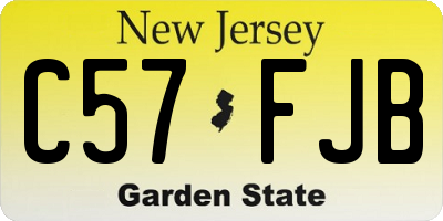 NJ license plate C57FJB