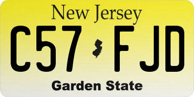 NJ license plate C57FJD