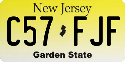 NJ license plate C57FJF