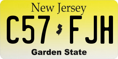 NJ license plate C57FJH