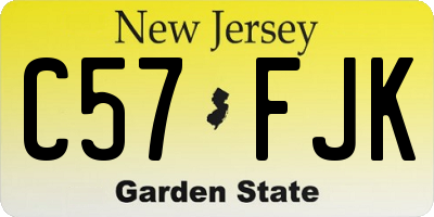 NJ license plate C57FJK