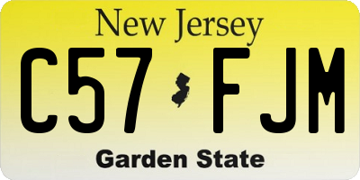 NJ license plate C57FJM