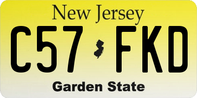 NJ license plate C57FKD