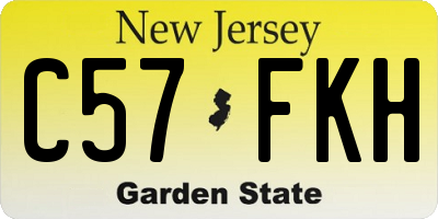 NJ license plate C57FKH