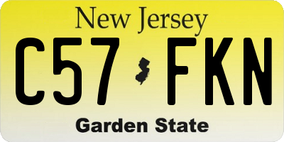 NJ license plate C57FKN