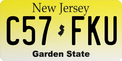 NJ license plate C57FKU