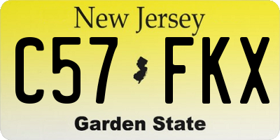 NJ license plate C57FKX