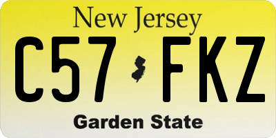 NJ license plate C57FKZ