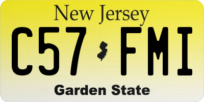 NJ license plate C57FMI