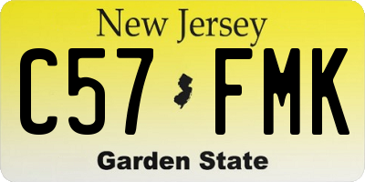NJ license plate C57FMK