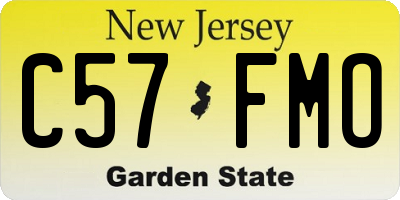 NJ license plate C57FMO