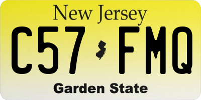 NJ license plate C57FMQ