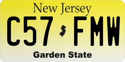 NJ license plate C57FMW