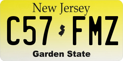 NJ license plate C57FMZ