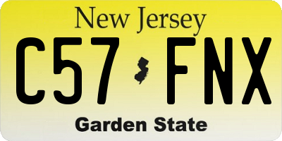 NJ license plate C57FNX