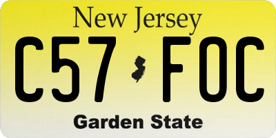 NJ license plate C57FOC
