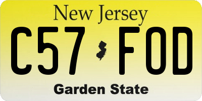 NJ license plate C57FOD