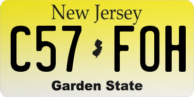 NJ license plate C57FOH