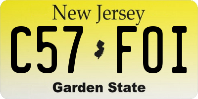 NJ license plate C57FOI