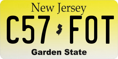 NJ license plate C57FOT