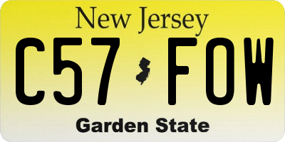 NJ license plate C57FOW