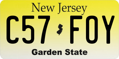 NJ license plate C57FOY