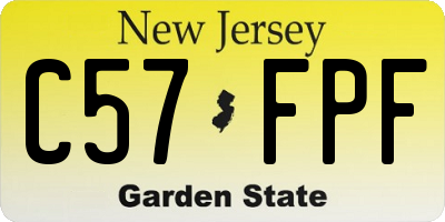 NJ license plate C57FPF