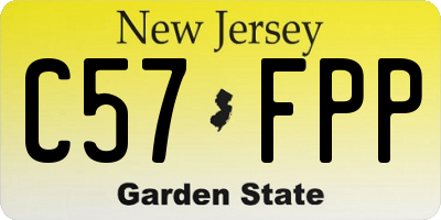 NJ license plate C57FPP