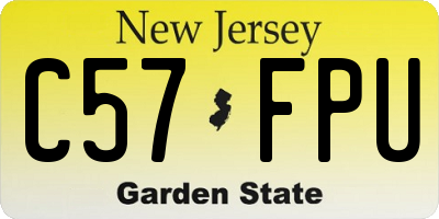 NJ license plate C57FPU