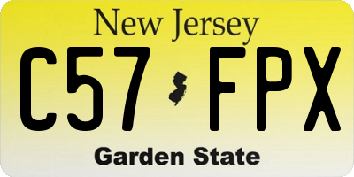 NJ license plate C57FPX