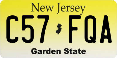 NJ license plate C57FQA