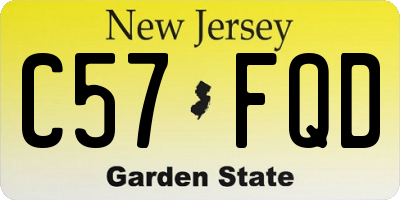 NJ license plate C57FQD