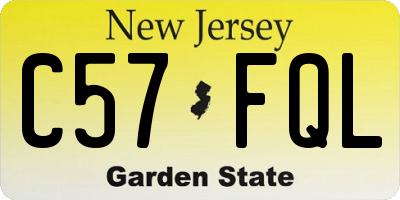 NJ license plate C57FQL