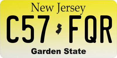NJ license plate C57FQR