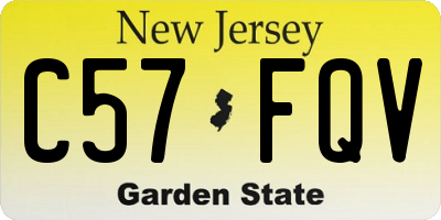 NJ license plate C57FQV