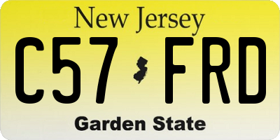 NJ license plate C57FRD