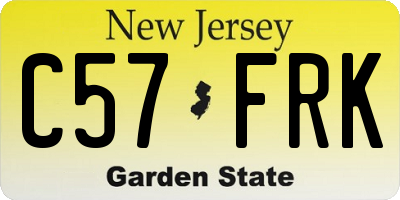 NJ license plate C57FRK