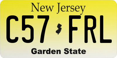 NJ license plate C57FRL