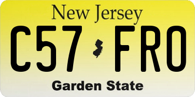 NJ license plate C57FRO