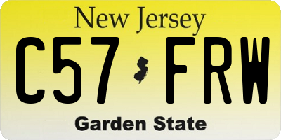 NJ license plate C57FRW