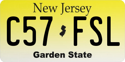 NJ license plate C57FSL