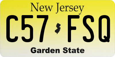 NJ license plate C57FSQ
