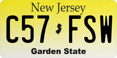 NJ license plate C57FSW
