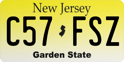 NJ license plate C57FSZ